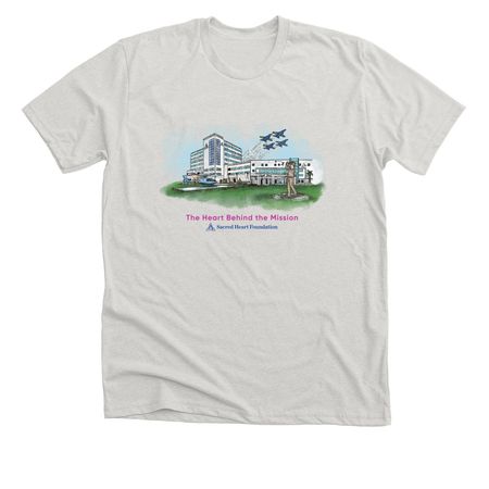 Heart Behind the Mission-Sacred Heart&nbsp;, a Heather Cement Premium Unisex Tee
