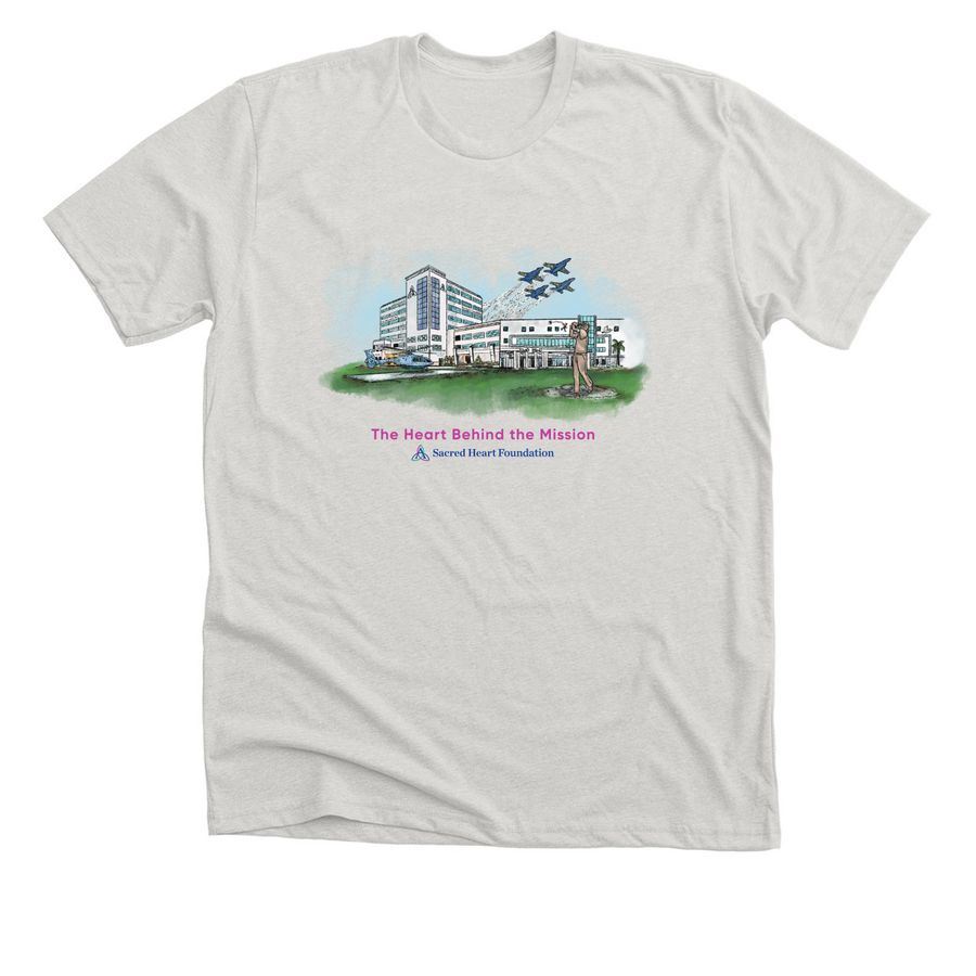 Heart Behind the Mission-Sacred Heart&nbsp;, a Heather Cement Premium Unisex Tee