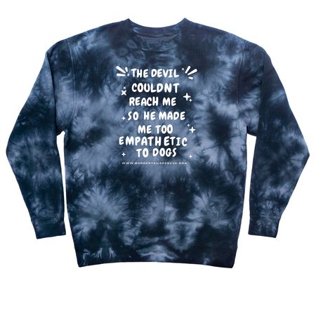 The Devil Couldn't Reach Me-White, a Black Tie Dye Crewneck Sweatshirt
