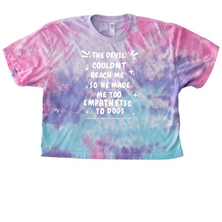 The Devil Couldn't Reach Me-White, a Cotton Candy Women's Tie Dye Cropped Tee