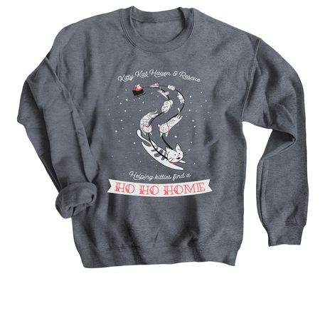 Kitty Kat Haven & Rescue Meowy All The Way!, a Dark Heather Crewneck Sweatshirt