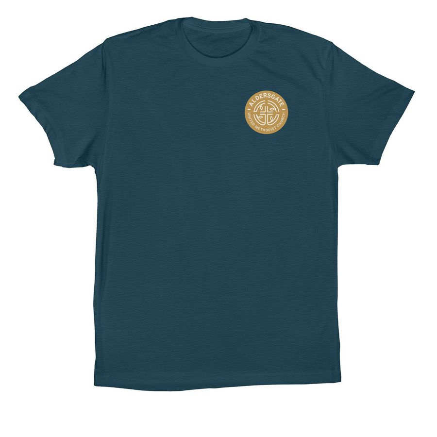 Aldersgate Gold Badge, a Deep Teal Premium Cotton Tee