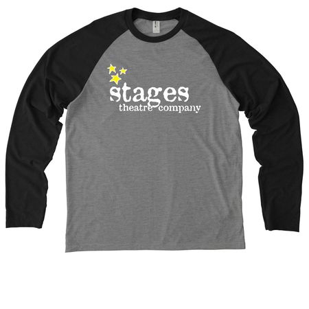Stages Theatre Company Shirts, a Deep Black/ Aluminum Grey Allmade Eco Triblend Colorblock Raglan Long Sleeve Tee