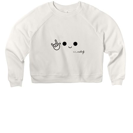 I Love You (Big Design & Black Emoji), a Vintage White Women's Premium Cropped Raglan Sweatshirt