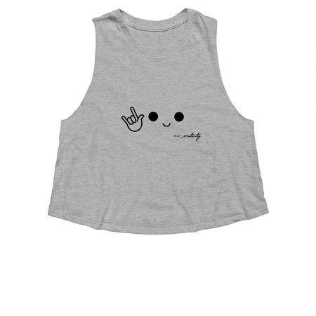 I Love You (Big Design & Black Emoji), a Athletic Heather Women's Cropped Racerback Tank