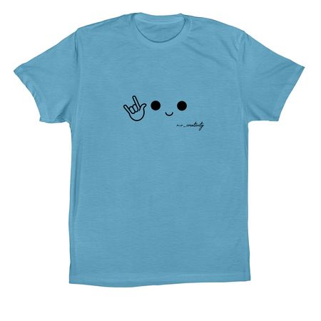 I Love You (Big Design & Black Emoji), a Ocean Blue Premium Cotton Tee
