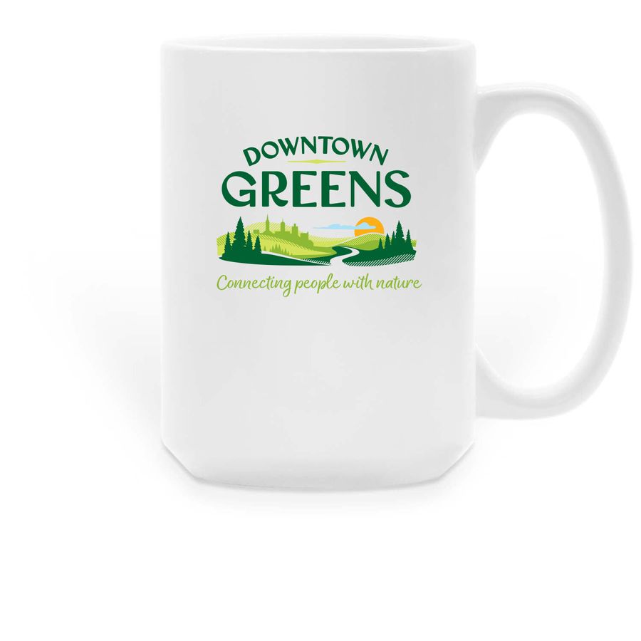 Downtown Greens Mug, a White Large Coffee Mug