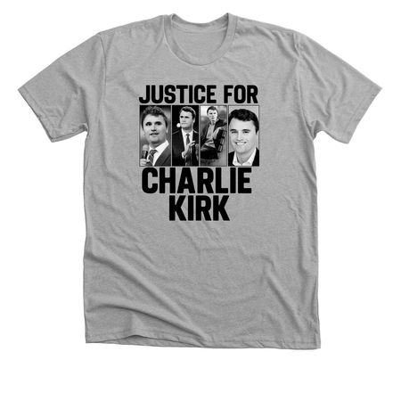 Justice For Charlie Kirk Support Hero Tribute, a Athletic Heather Premium Unisex Tee