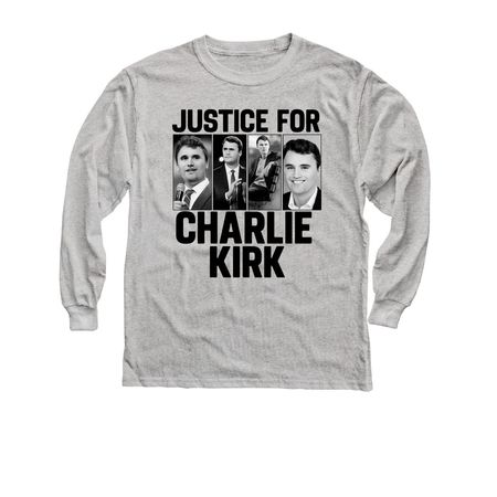 Justice For Charlie Kirk Support Hero Tribute, a Sport Grey Youth Long Sleeve Tee