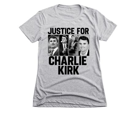 Justice For Charlie Kirk Support Hero Tribute, a Dark Heather Grey Women's Slim Fit Tee