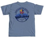 Here I am Send me. Legacy FCA, a Blue Jean Comfort Colors Unisex Tee (back-view)