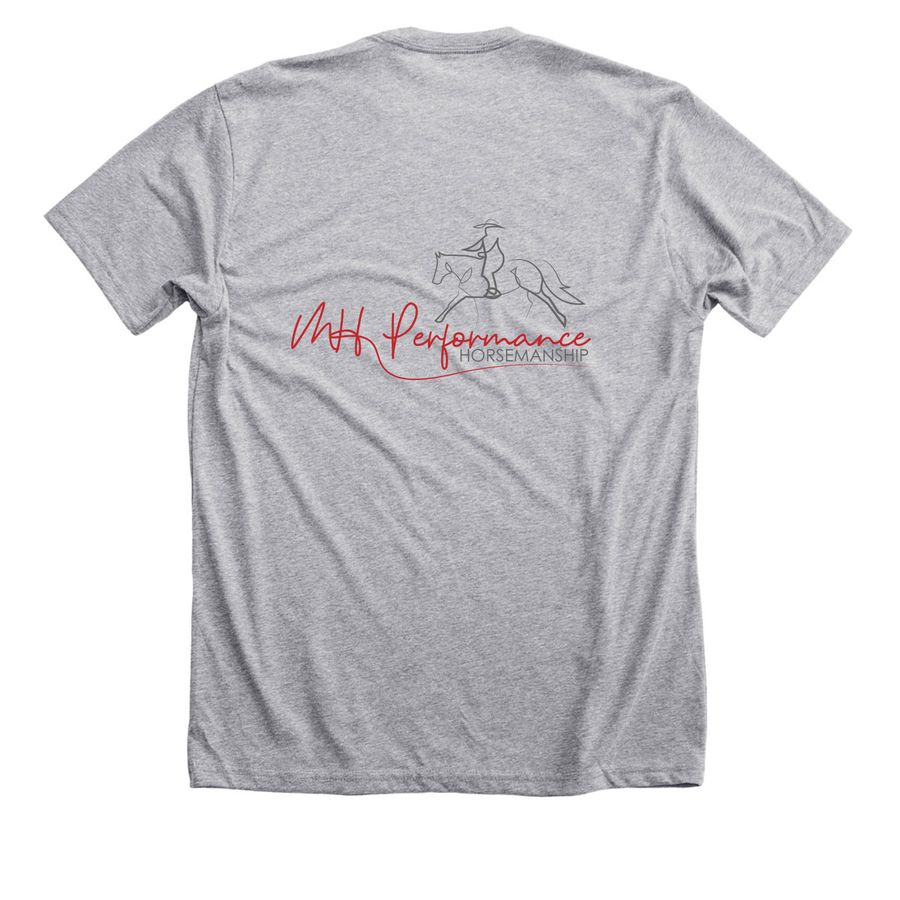 MH Performance Horsemanship, a Athletic Heather Premium Unisex Tee (back-view)
