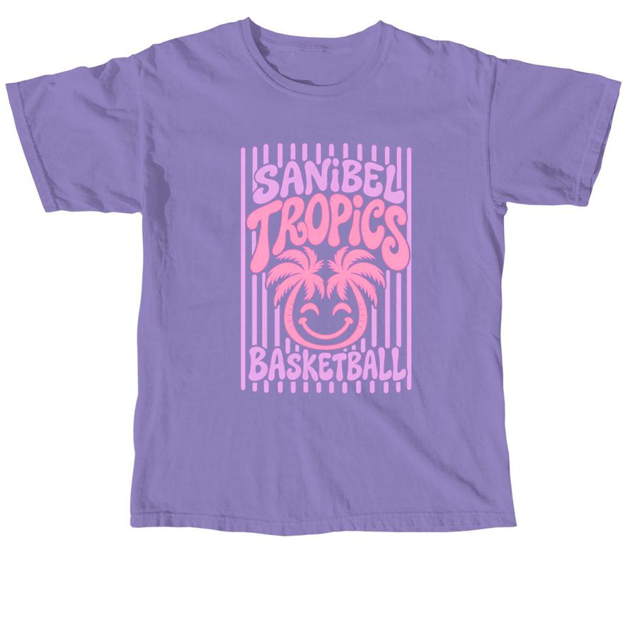 Sanibel Tropics Basketball, a Violet Comfort Colors Unisex Tee