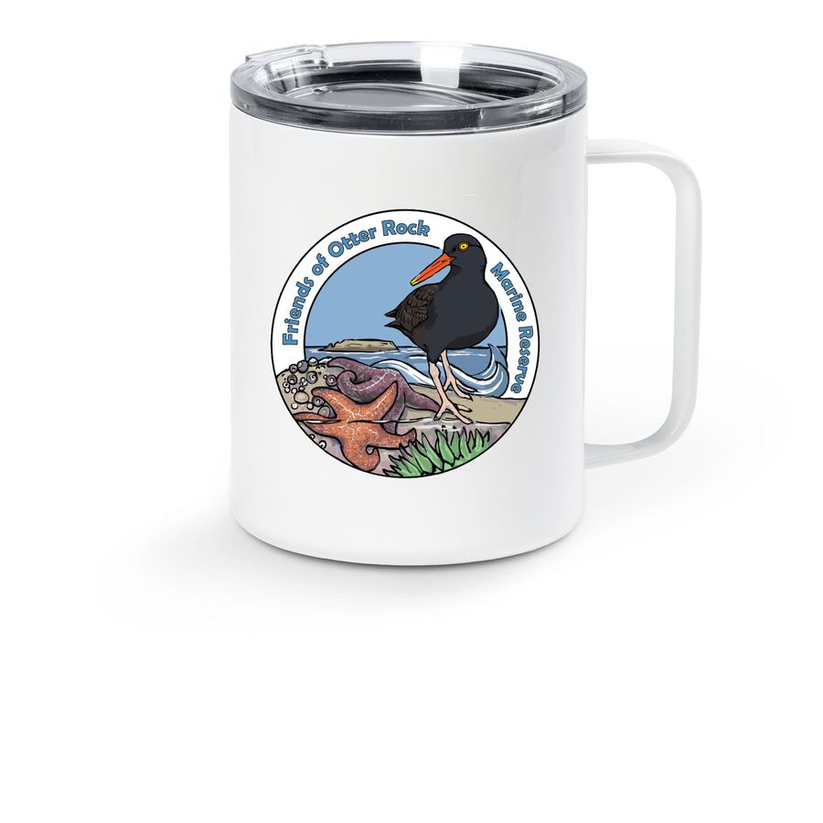 Tide Pool Creatures Mug, a White Stainless Steel Travel Mug