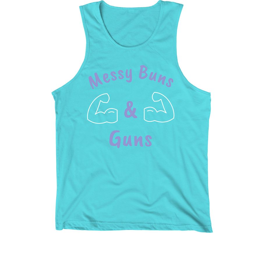Messy Buns & Guns Tank, a Teal Premium Cotton Tank
