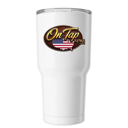 ON TAP NEWS TUMBLER, a White Insulated Tumbler