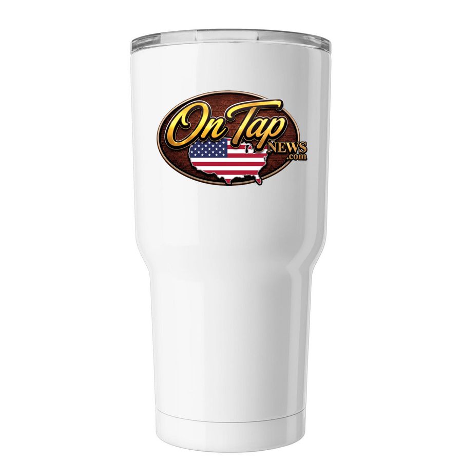 ON TAP NEWS TUMBLER, a White Insulated Tumbler