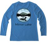 Mirror Lake Merchandise, a Azure Blue Allmade Eco Triblend Women?s Long Sleeve Tee (back-view)