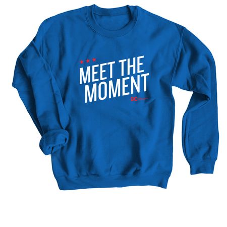 Meet the Moment for DC, a Royal Blue Crewneck Sweatshirt