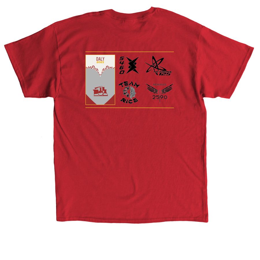 2023 FRC Daly Division Winners, a Red Classic Unisex Tee (back-view)