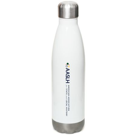 Speak Up for History, a White Stainless Steel Water Bottle (back-view)