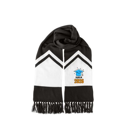 Class of 2026 Scarf, a Black/ White Two-Tone Gameday Scarf