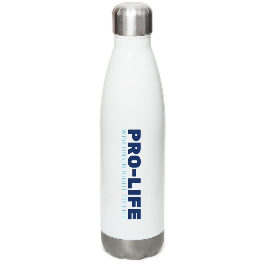 Pro-Life Water Bottle, a White Stainless Steel Water Bottle