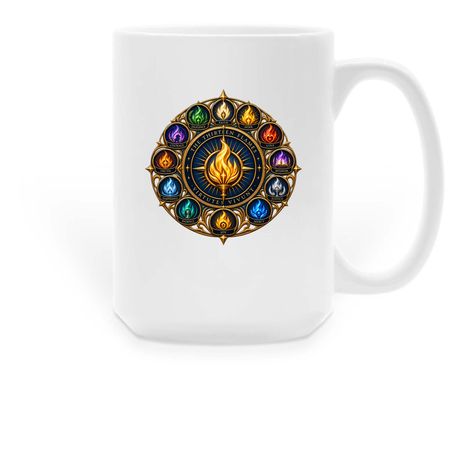 13 Flames, a White Large Coffee Mug