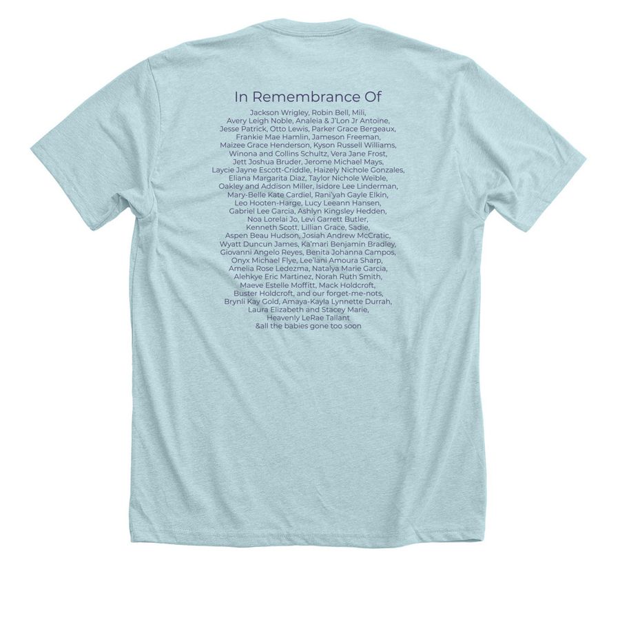 Mothers Day Remembrance (Batch 23), a Heather Ice Blue Premium Unisex Tee (back-view)