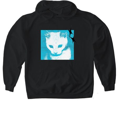 Blue kitty, a Black Gildan Softstyle Pullover Hoodie