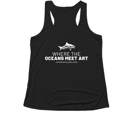 Sharkapalooza Signature Logo Women's Tank Top, a Black Women's Performance Tank (back-view)
