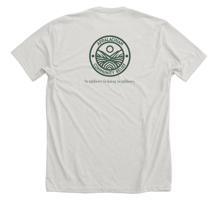 Food is a Human Right, a Heather Cement Premium Unisex Tee (back-view)