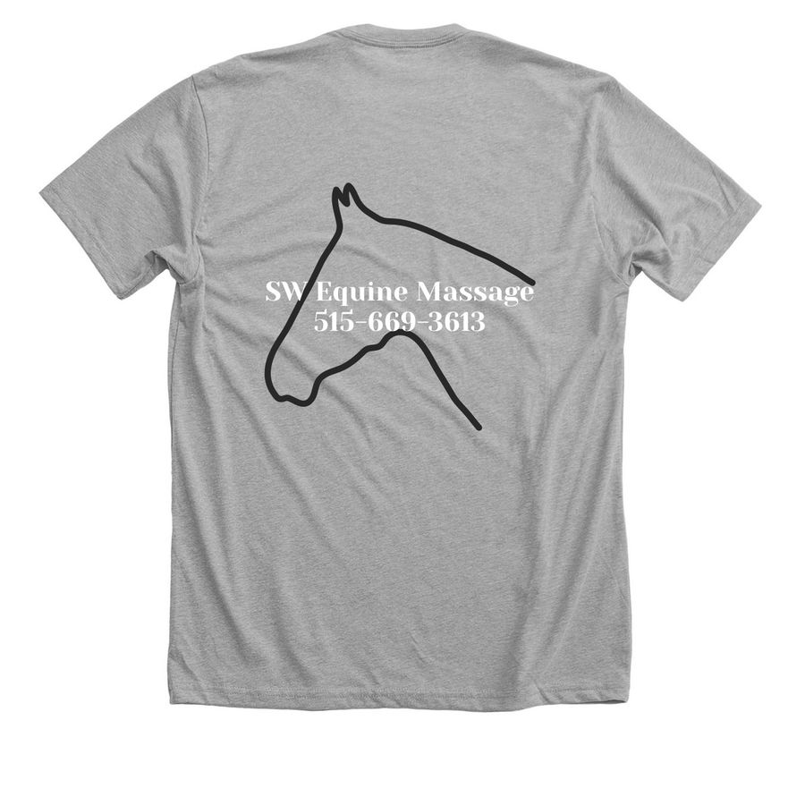 SW Equine Massage, a Athletic Heather Premium Unisex Tee (back-view)