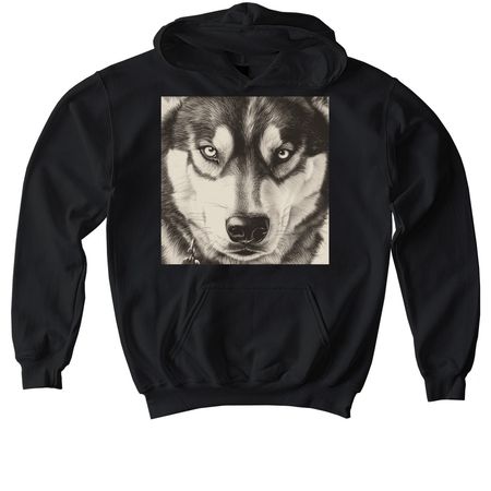 For the big kids, a Black Softstyle Youth Pullover Hoodie