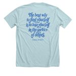 Service Beyond the Sale, a Heather Ice Blue Premium Unisex Tee (back-view)