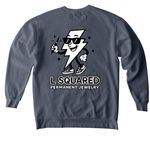 L Squared Merch, a Denim Comfort Colors Crewneck Sweatshirt (back-view)