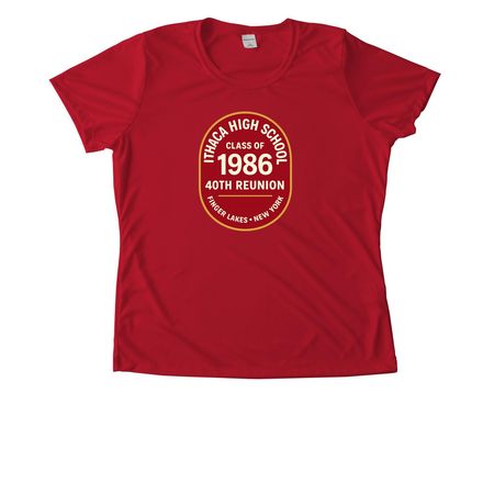 Ithaca High School Class of '86 Fundraiser, a True Red Women's Performance Tee
