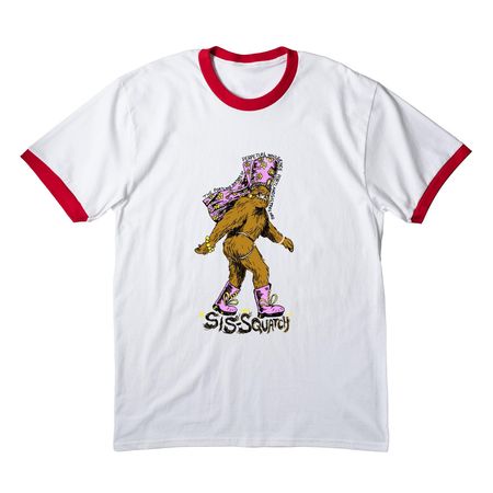 Sis-Squatch T-Shirts, a White/ Red Cotton Ringer Tee