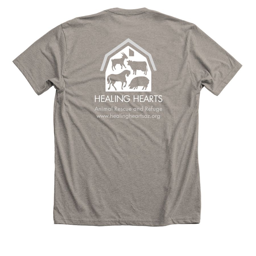 Healing Hearts, a Heather Stone Premium Unisex Tee (back-view)