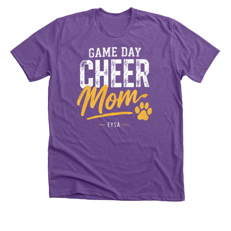 Game Day Cheer Mom, a Heather Team Purple Premium Unisex Tee