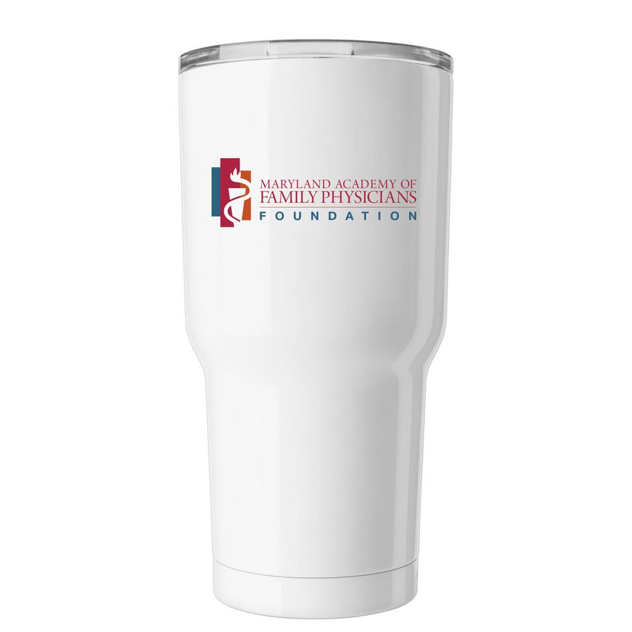 MDAFP-F Tumbler, a White Insulated Tumbler (back-view)