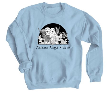 Rescue Ridge Farm Hoodies, a Light Blue Crewneck Sweatshirt