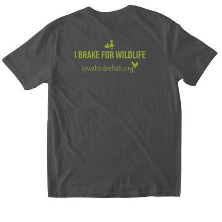 I Brake for Wildlife, a Charcoal Softstyle Cotton Tee (back-view)