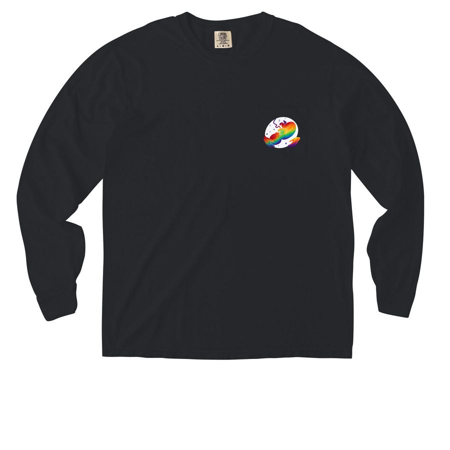 Proud to Support You, a Black Comfort Colors Long Sleeve Pocket Tee
