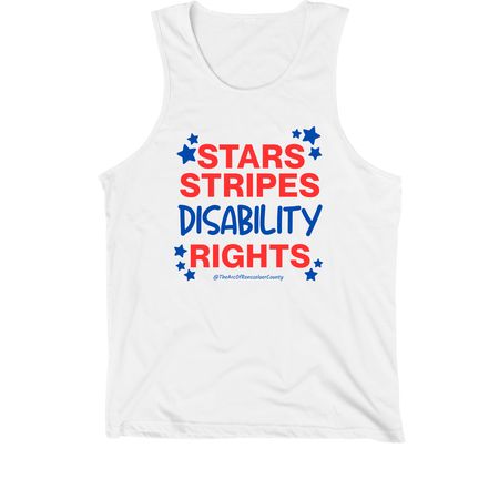 Stars Stripes Disability Rights Shirt, a White Premium Cotton Tank