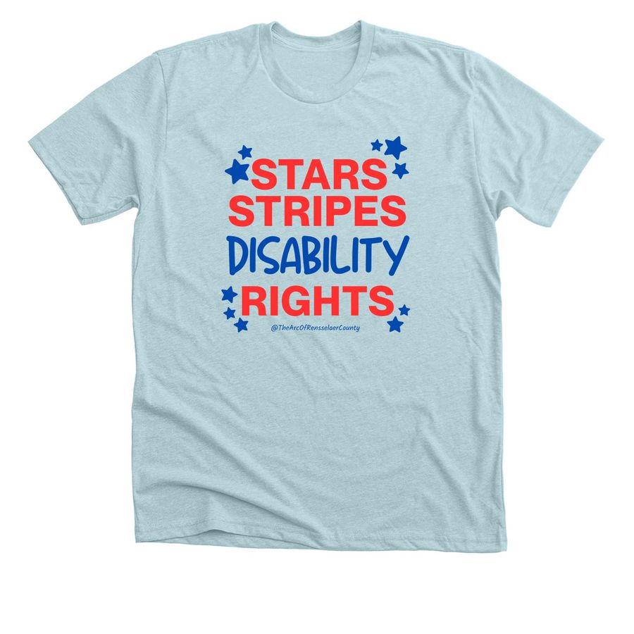 Stars Stripes Disability Rights Shirt, a Heather Ice Blue Premium Unisex Tee