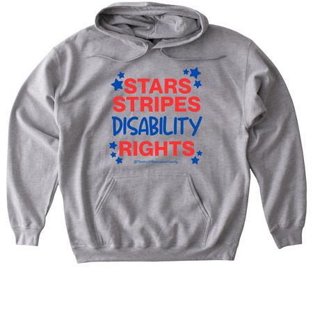 Stars Stripes Disability Rights Shirt, a Sport Grey Gildan Softstyle Pullover Hoodie