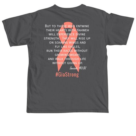 #GiaStrong, a Pepper Comfort Colors Unisex Tee (back-view)