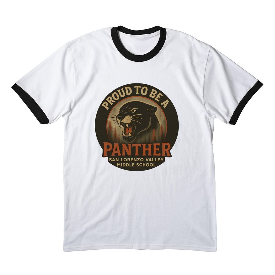 Panther Ringer&nbsp;, a White/ Jet Black Cotton Ringer Tee