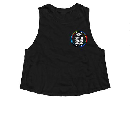 Tri For the 22 | Mighty Oaks, a Solid Black Blend Women?s Cropped Racerback Tank